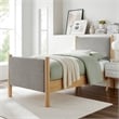 Modway Maven Heathered Weave Fabric Upholstered Twin Platform Bed in Wheat Oak