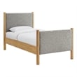 Modway Maven Heathered Weave Fabric Upholstered Twin Platform Bed in Wheat Oak