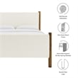 Maven Queen Size Boucle Upholstered Platform Bed in Feather Walnut