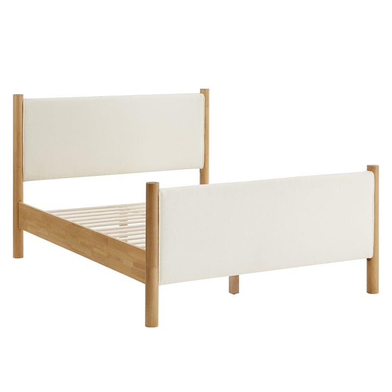 Maven Full Size Boucle Upholstered Platform Bed in Feather Oak