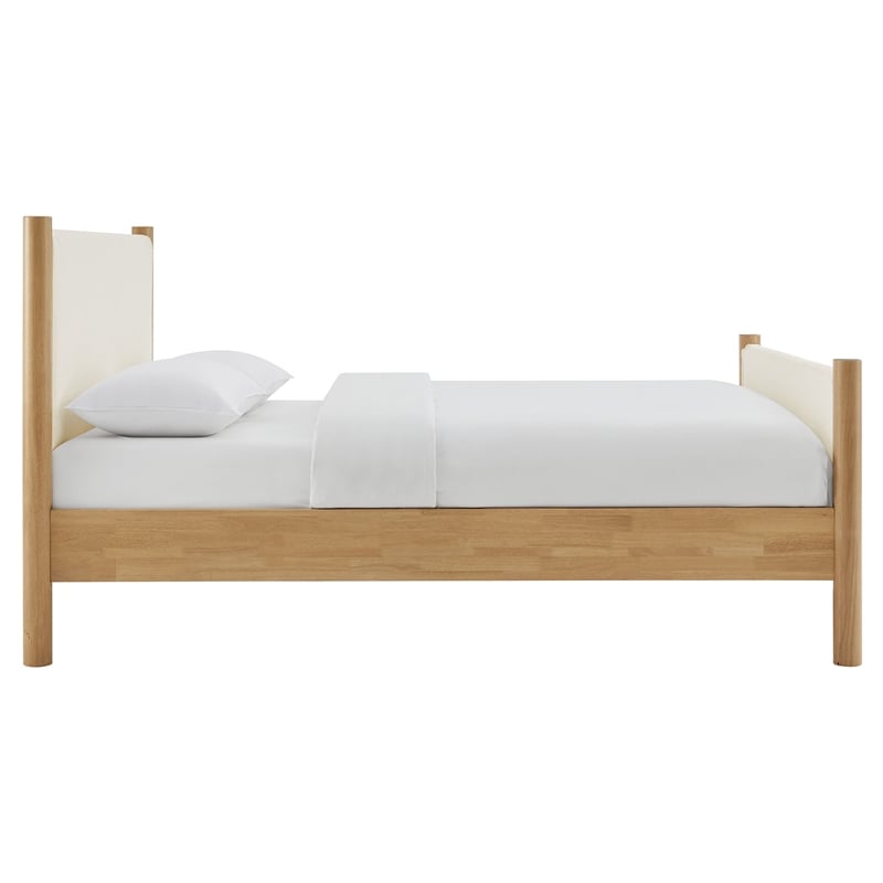 Maven Full Size Boucle Upholstered Platform Bed in Feather Oak