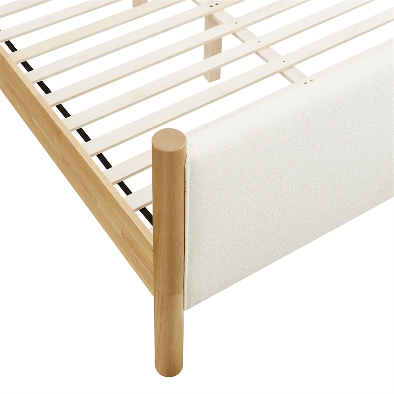 Maven Full Size Boucle Upholstered Platform Bed in Feather Oak