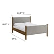 Maven Queen Size Fabric Upholstered Platform Bed in Wheat Walnut