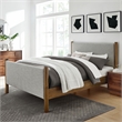 Maven Queen Size Fabric Upholstered Platform Bed in Wheat Walnut