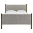 Maven Queen Size Fabric Upholstered Platform Bed in Wheat Walnut