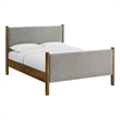Maven Queen Size Fabric Upholstered Platform Bed in Wheat Walnut