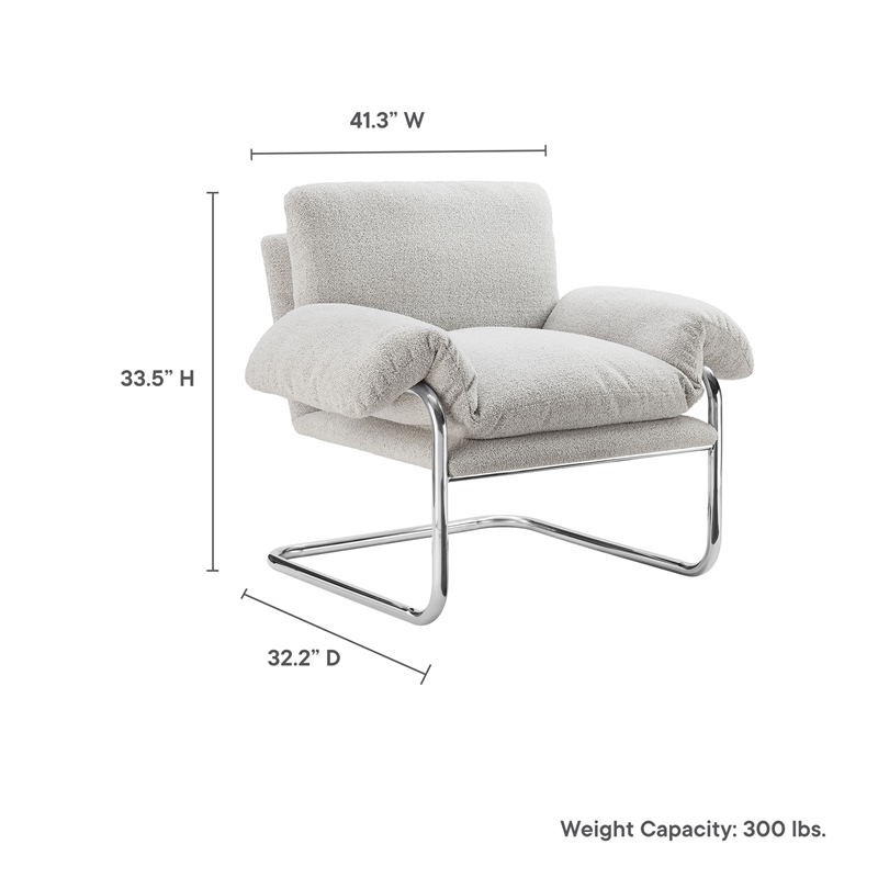 Modway Ansel Boucle Fabric Upholstered Accent Chair in Newsprint