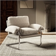 Modway Ansel Boucle Fabric Upholstered Accent Chair in Newsprint