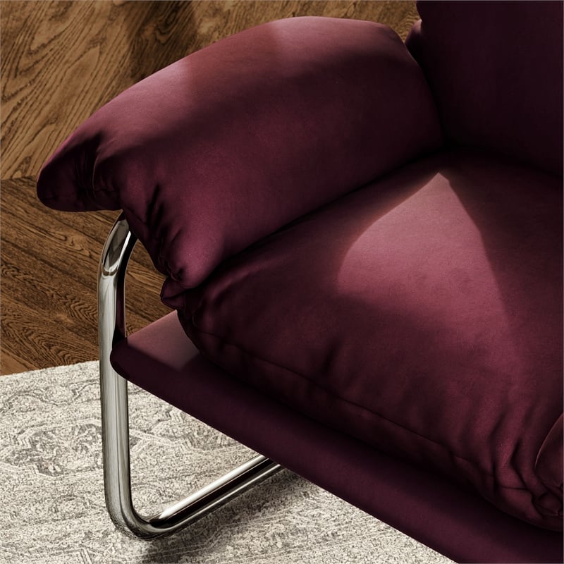 Ansel Performance Velvet Accent Chair in Mulberry