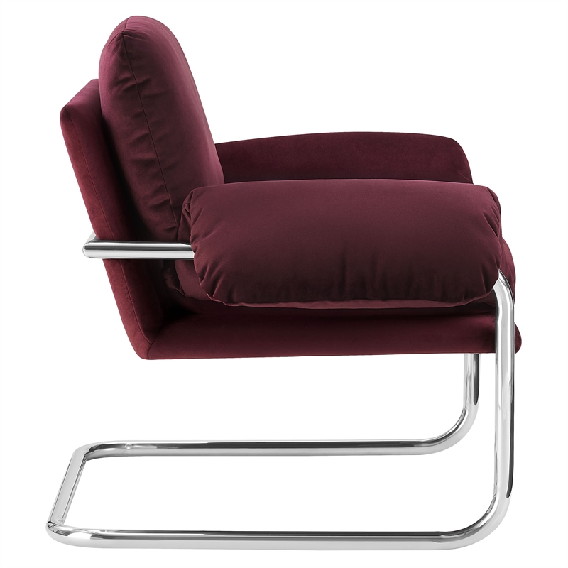Ansel Performance Velvet Accent Chair in Mulberry