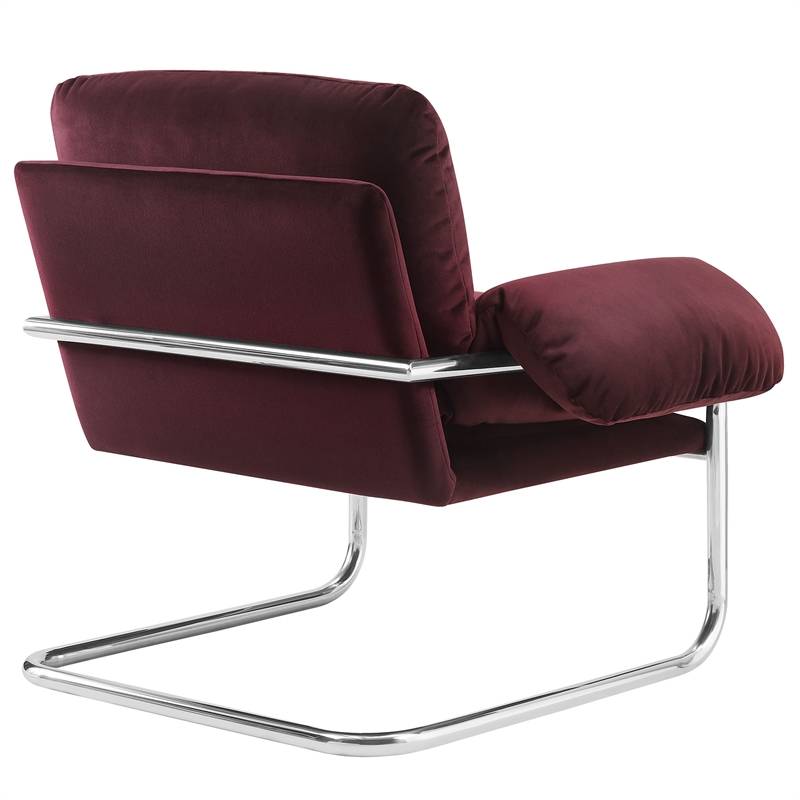 Ansel Performance Velvet Accent Chair in Mulberry