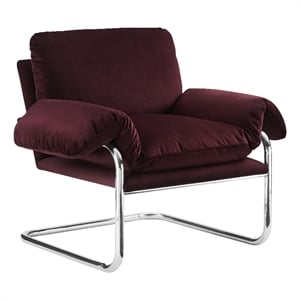 Ansel Performance Velvet Accent Chair in Mulberry
