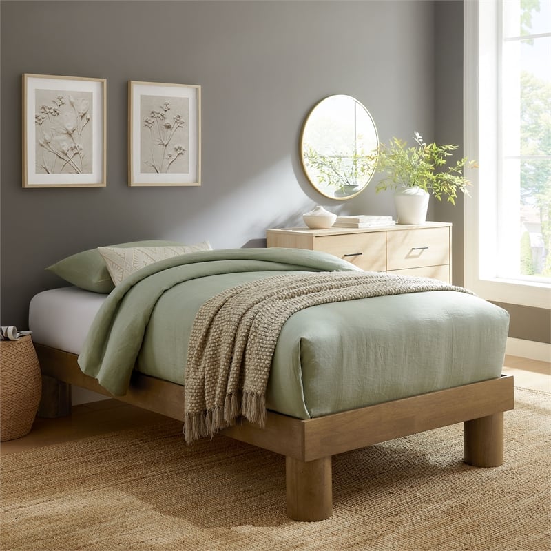 Runa Twin Platform Bed in French Oak