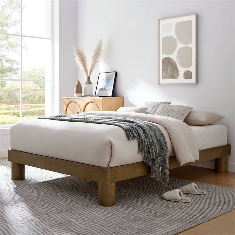Runa Queen Platform Bed in French Oak