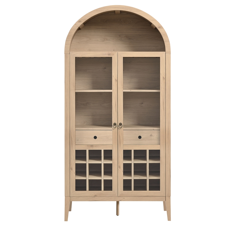 Nolan Arched Bar Cabinet in Light Oak