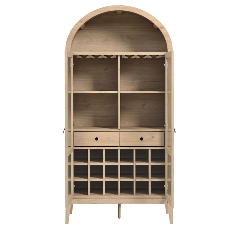 Nolan Arched Bar Cabinet in Light Oak