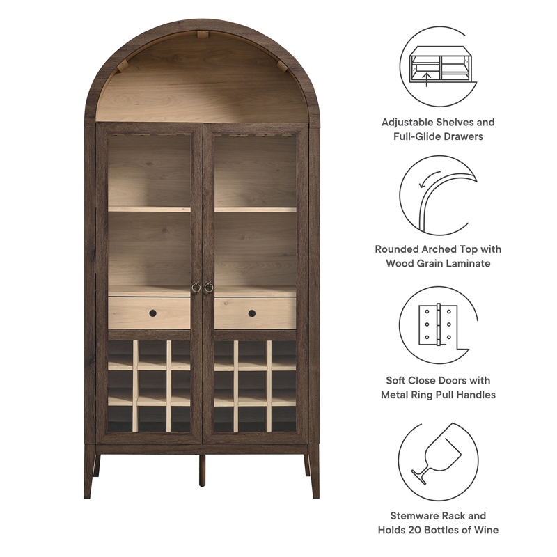 Nolan Arched Bar Cabinet in Dark Walnut