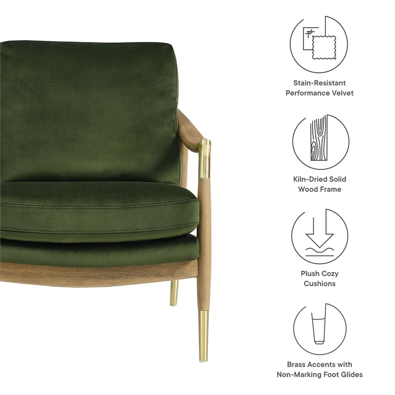 Langford Accent Armchair in Moss Green Walnut