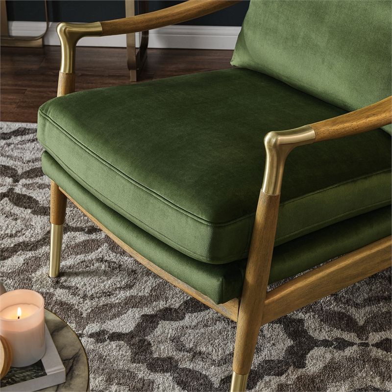 Langford Accent Armchair in Moss Green Walnut