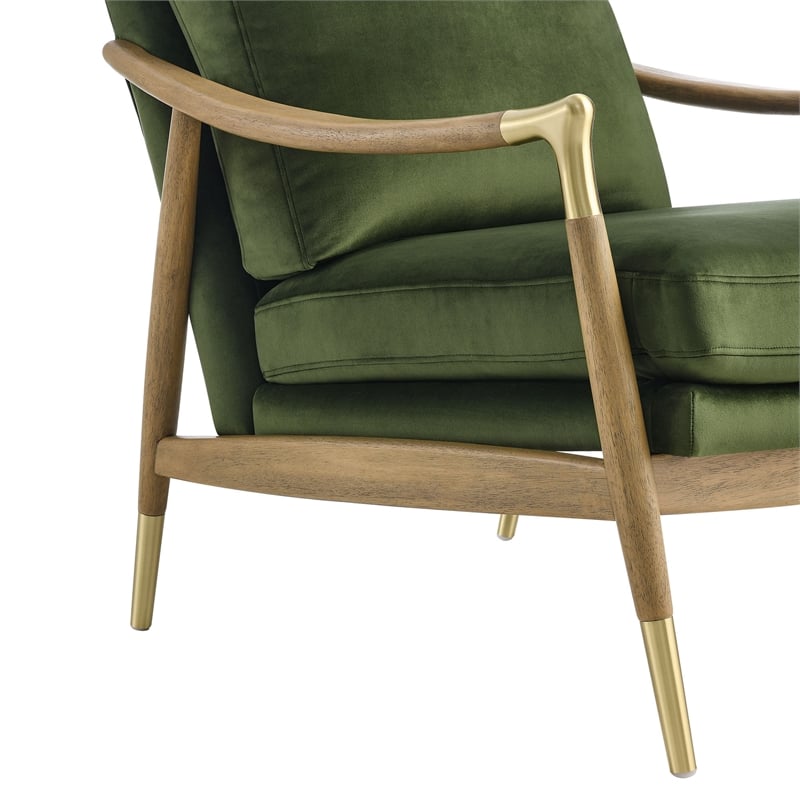 Langford Accent Armchair in Moss Green Walnut