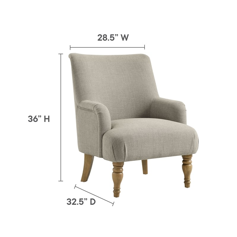 Modway Ellington Fabric Upholstered Accent Armchair in Linen