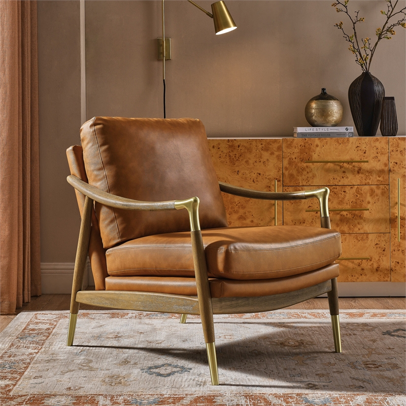 Langford Accent Armchair in Tan Walnut