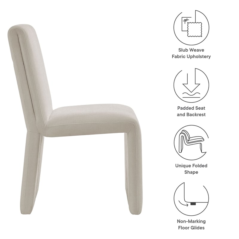 Modway Emory Slub Weave Fabric Upholstered Dining Side Chair in Salt
