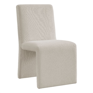 Modway Emory Slub Weave Fabric Upholstered Dining Side Chair in Salt