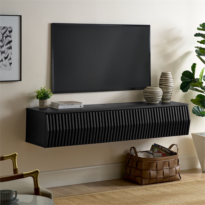 Vaughn Wall Mount TV Stand in Black