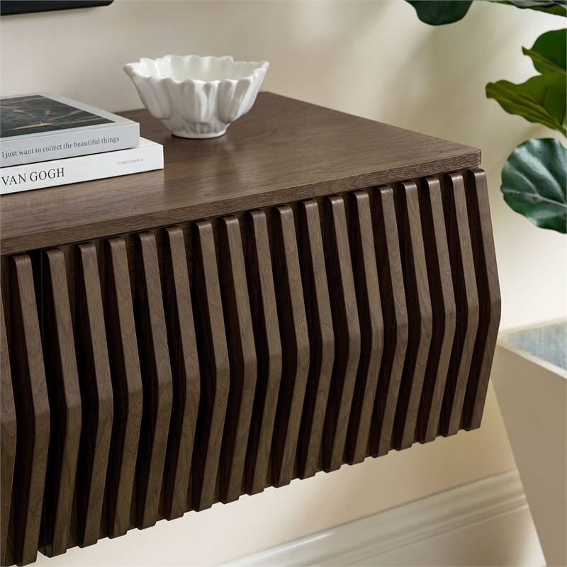 Vaughn Wall Mount TV Stand in Walnut