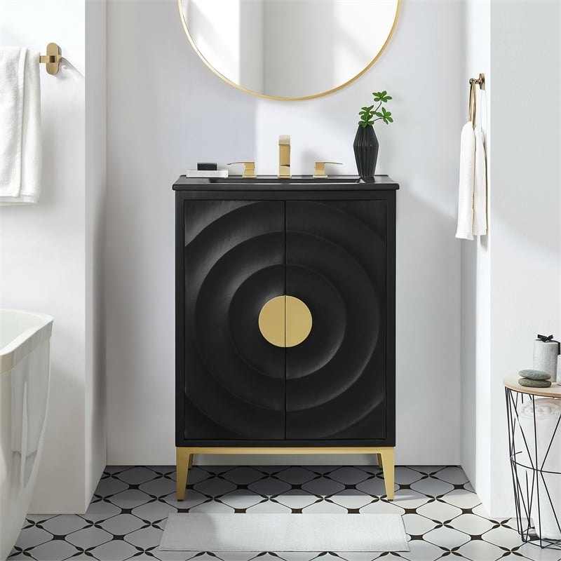 Beau Bathroom Vanity with Basin in Black Black