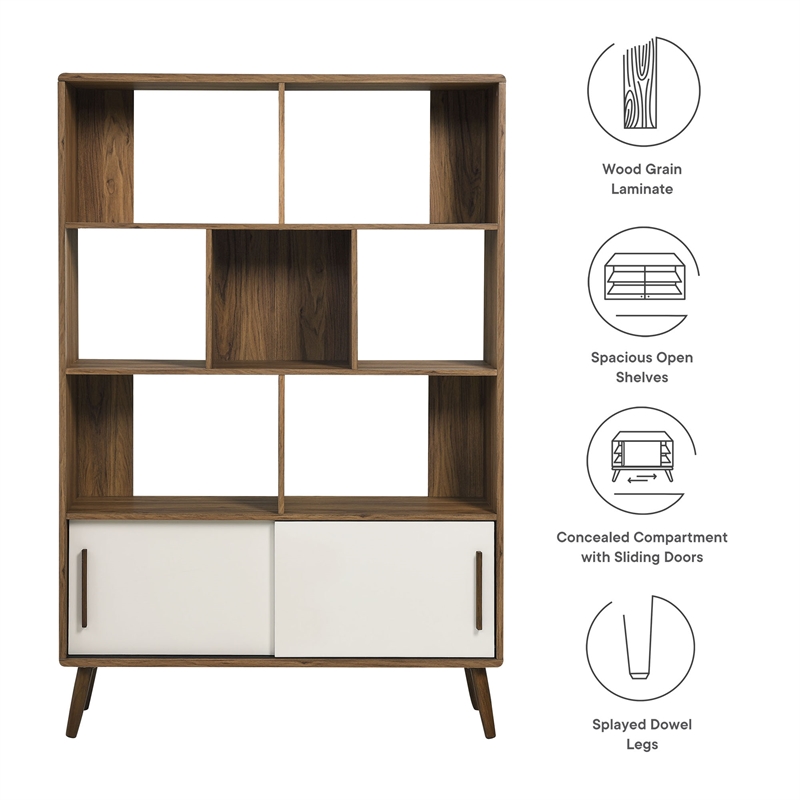 Transmit Bookcase with Sliding Doors in Walnut Linen