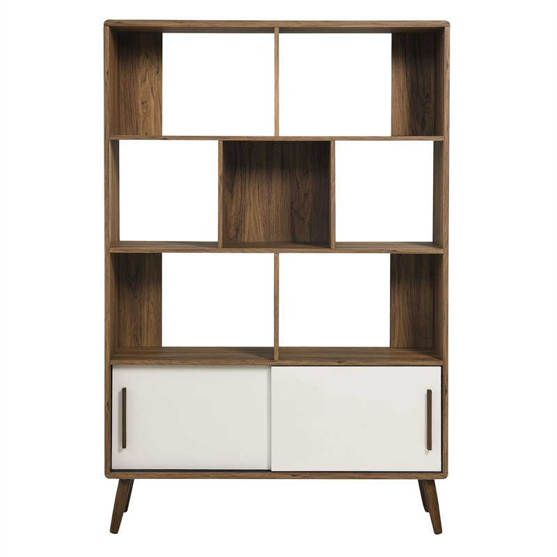 Transmit Bookcase with Sliding Doors in Walnut Linen