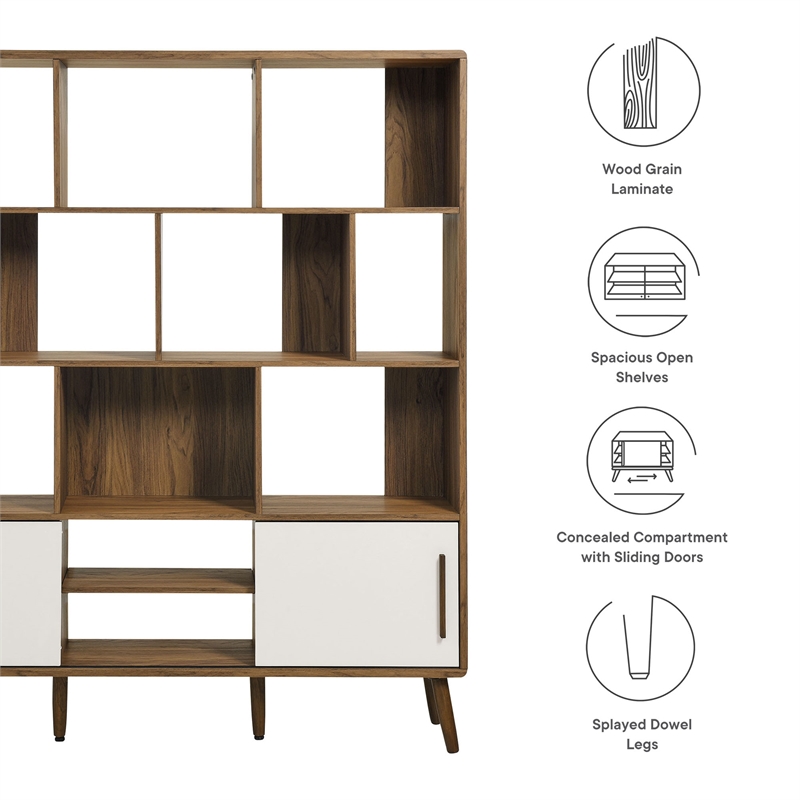 Transmit Bookcase with Sliding Doors in Walnut Linen