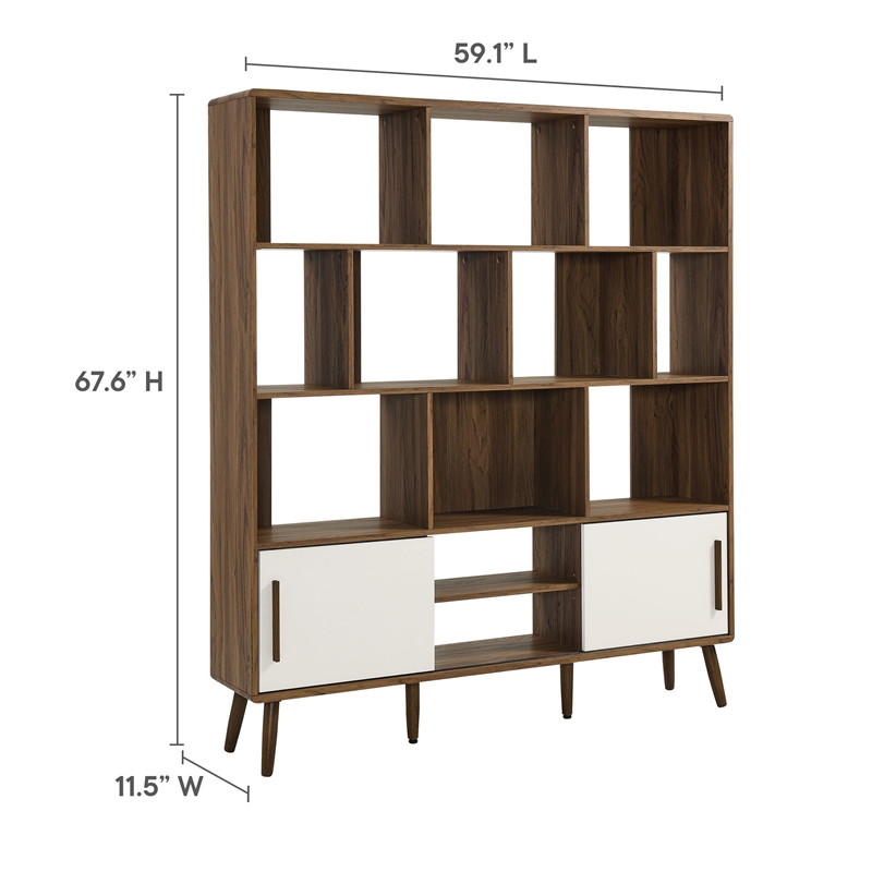 Transmit Bookcase with Sliding Doors in Walnut Linen