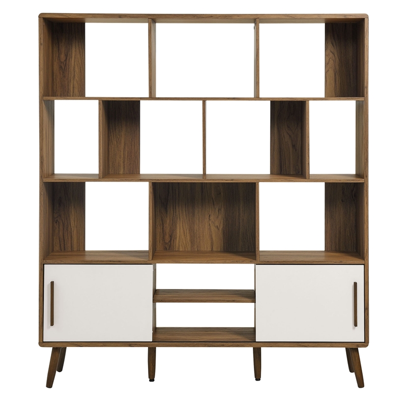 Transmit Bookcase with Sliding Doors in Walnut Linen