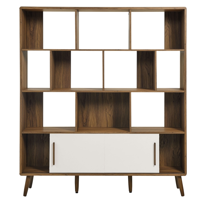 Transmit Bookcase with Sliding Doors in Walnut Linen