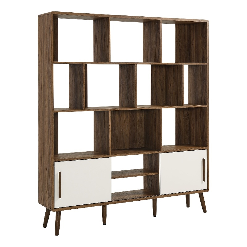 Transmit Bookcase with Sliding Doors in Walnut Linen
