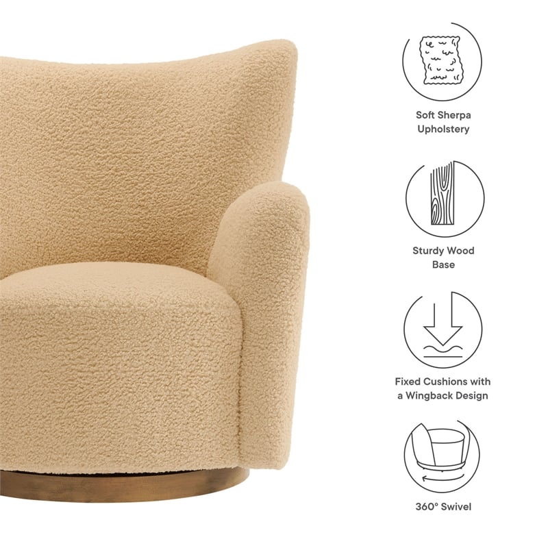 Montrose Swivel Accent Chair in Ivory Walnut