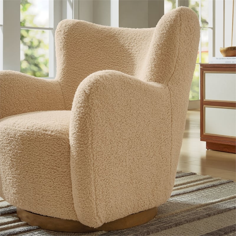 Montrose Swivel Accent Chair in Ivory Walnut