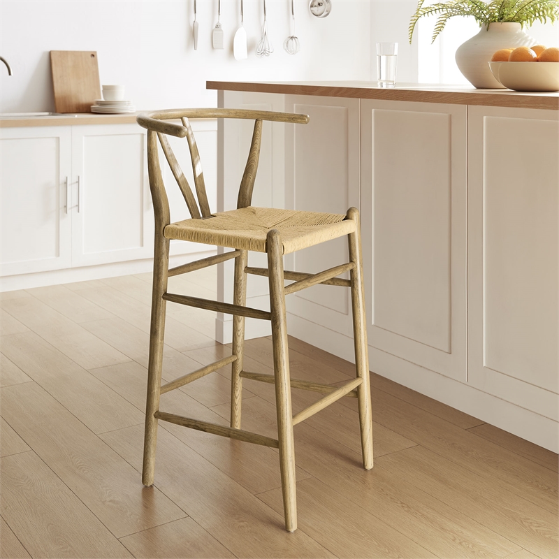 Amish Bar Stool in Weathered Gray Teak