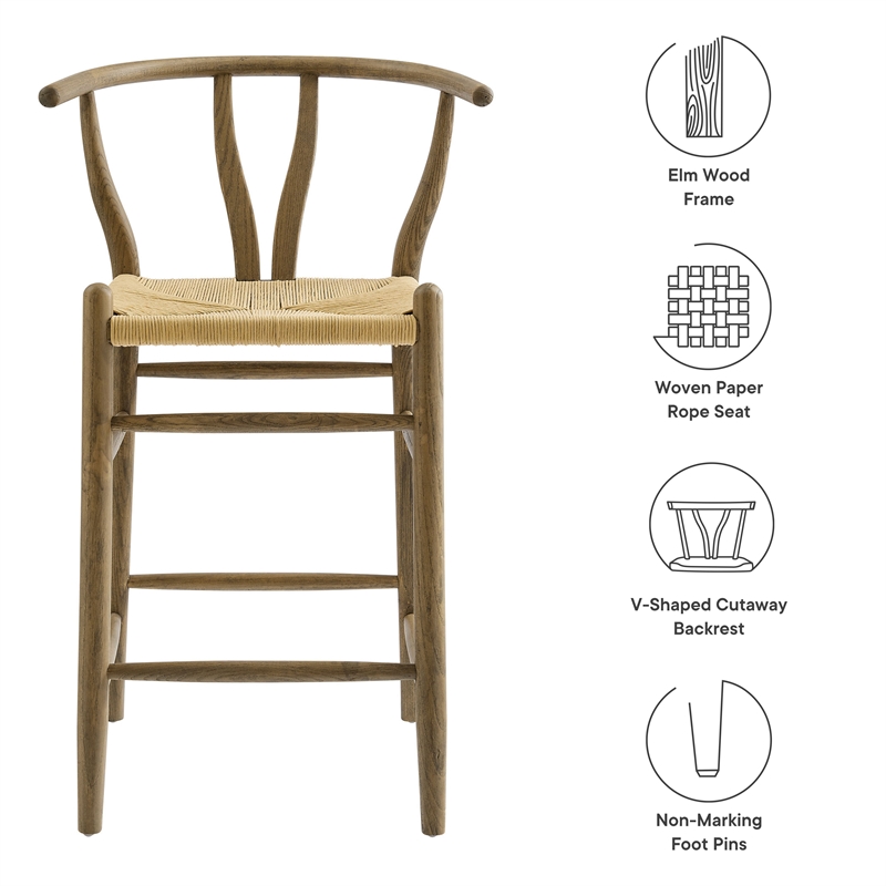 Amish Counter Stool in Weathered Gray Teak