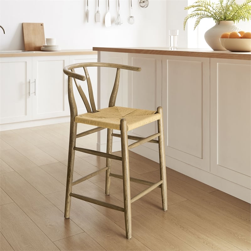 Amish Counter Stool in Weathered Gray Teak