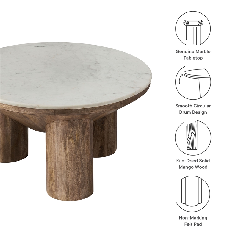 Ellison Coffee Table With Marble Top in Walnut