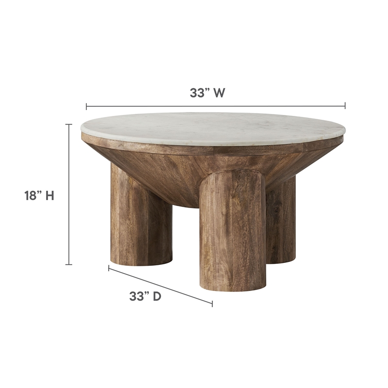 Ellison Coffee Table With Marble Top in Walnut