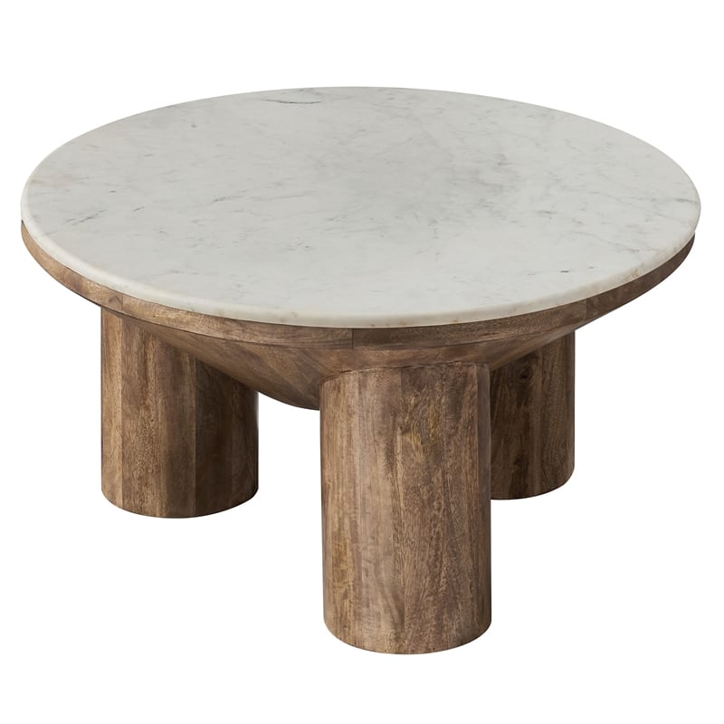 Ellison Coffee Table With Marble Top in Walnut