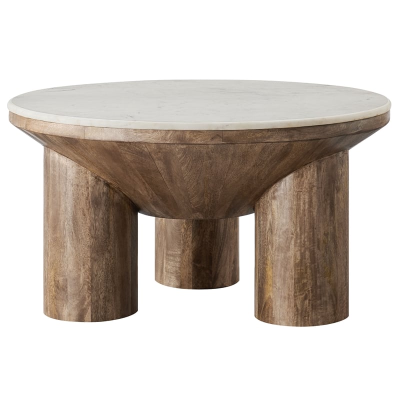 Ellison Coffee Table With Marble Top in Walnut