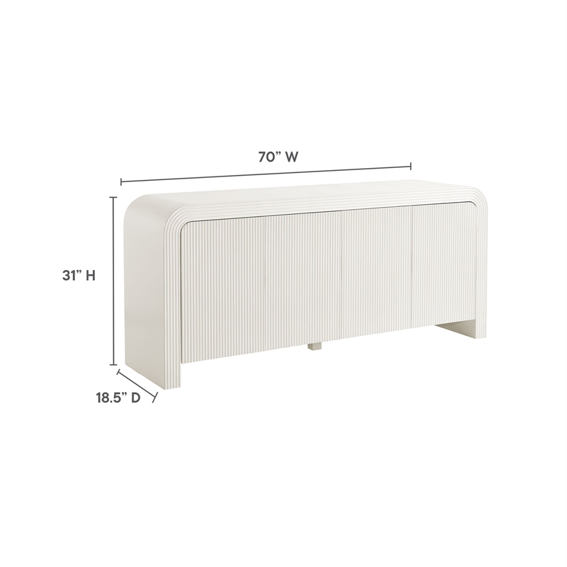 Waterflute Sideboard Cabinet in White Matte