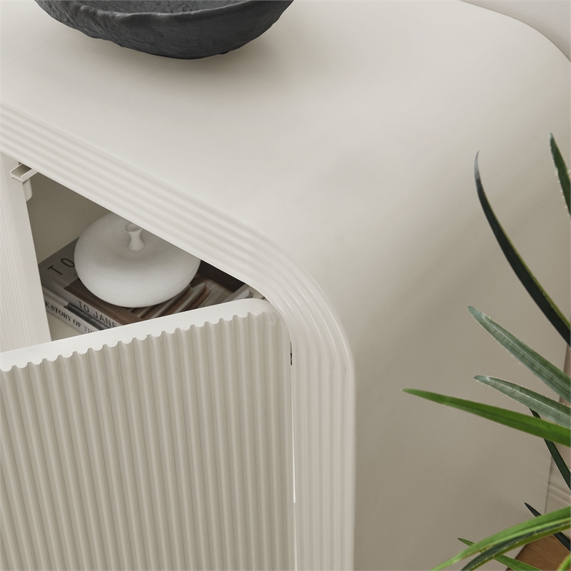 Waterflute Sideboard Cabinet in White Matte