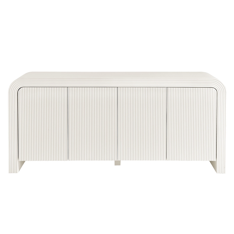 Waterflute Sideboard Cabinet in White Matte
